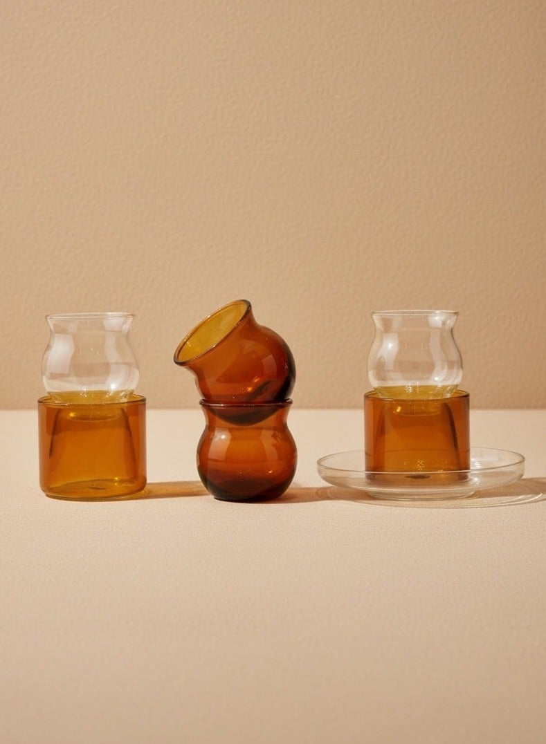 Raz Premium Glass Tea & Coffee Cups Set | Arabic Tea Glasses Gift Box - Image 1