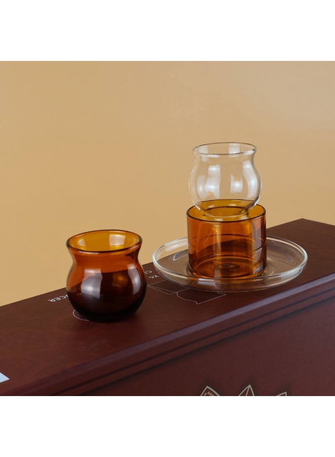 Raz 18 Pieces Premium Glass Tea & Coffee Cups Set | Arabic Tea Glasses Gift Box - Image 4