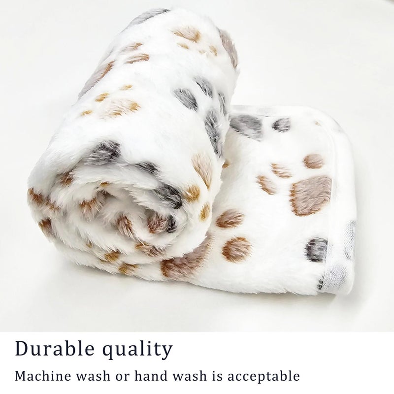 CADONO 1 Pack 3 Blankets Super Soft Fluffy Premium Fleece Pet Blanket Flannel Paw Printed Throw for Dog Puppy Cat (Small 23x16'', White, Pink, Blue) - Image 5