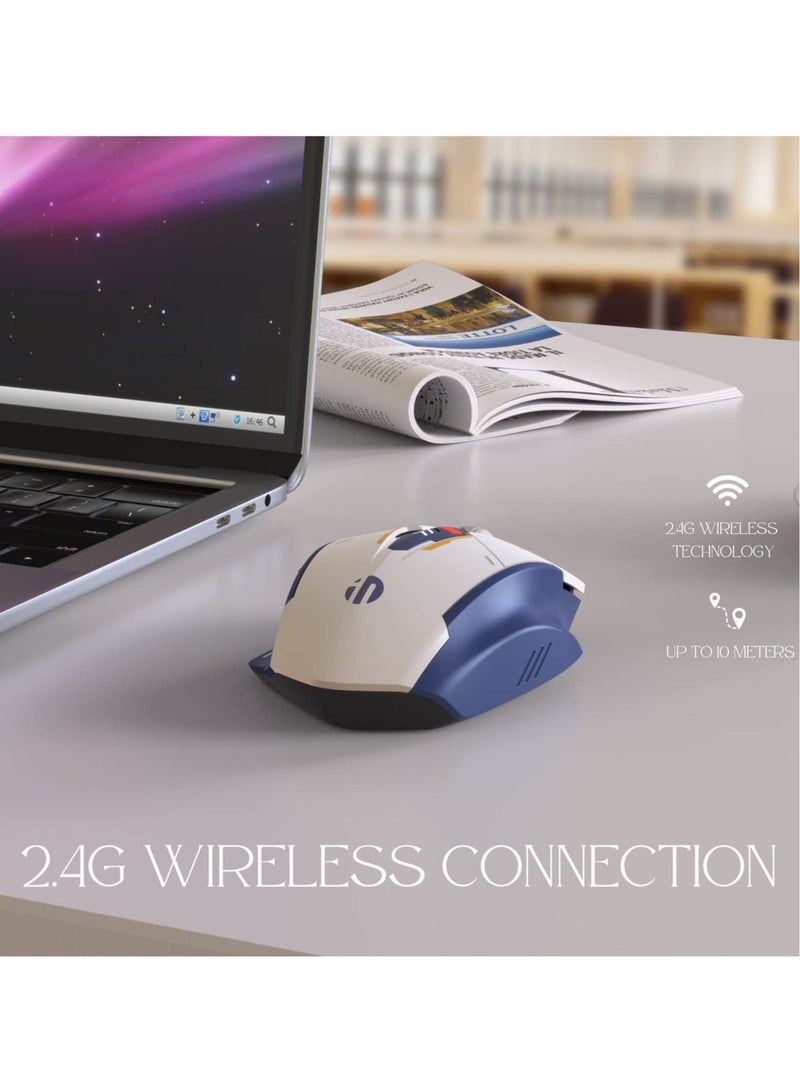 كابتن تيك , Wireless Silent Mouse, 2.4G USB Rechargeable Computer Mouse, Ergonomic Mecha Wireless Mice for Laptop PC Computer - Image 2