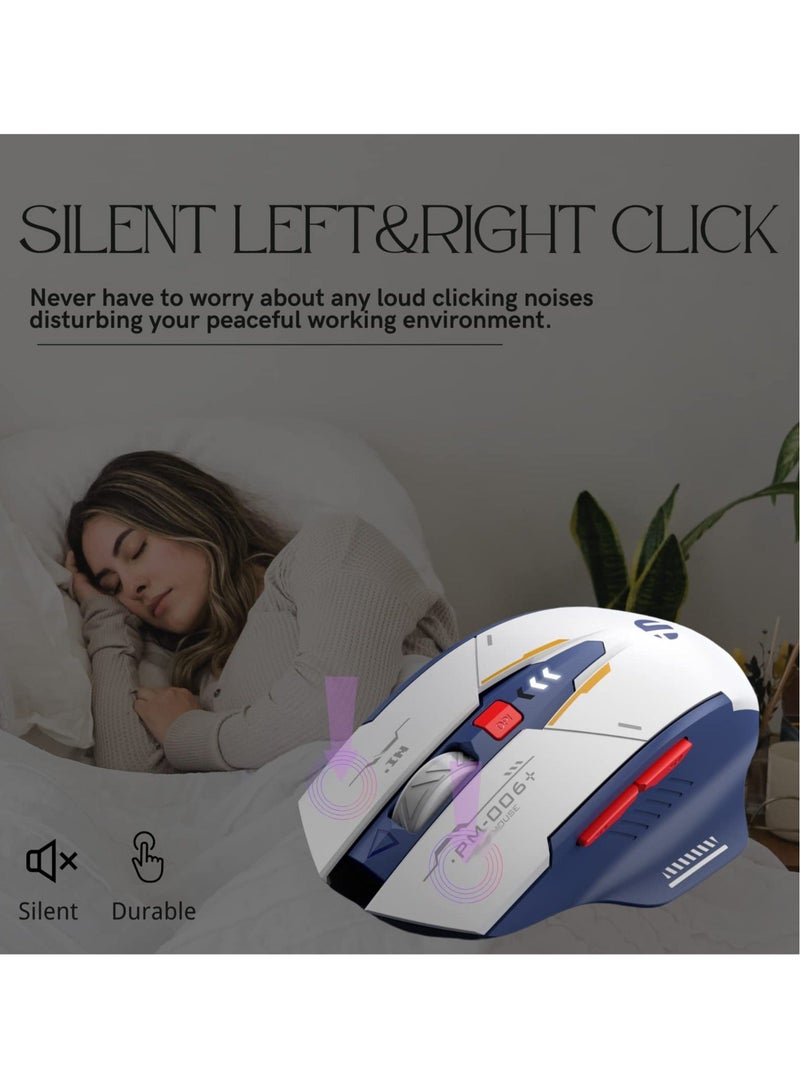 كابتن تيك , Wireless Silent Mouse, 2.4G USB Rechargeable Computer Mouse, Ergonomic Mecha Wireless Mice for Laptop PC Computer - Image 3