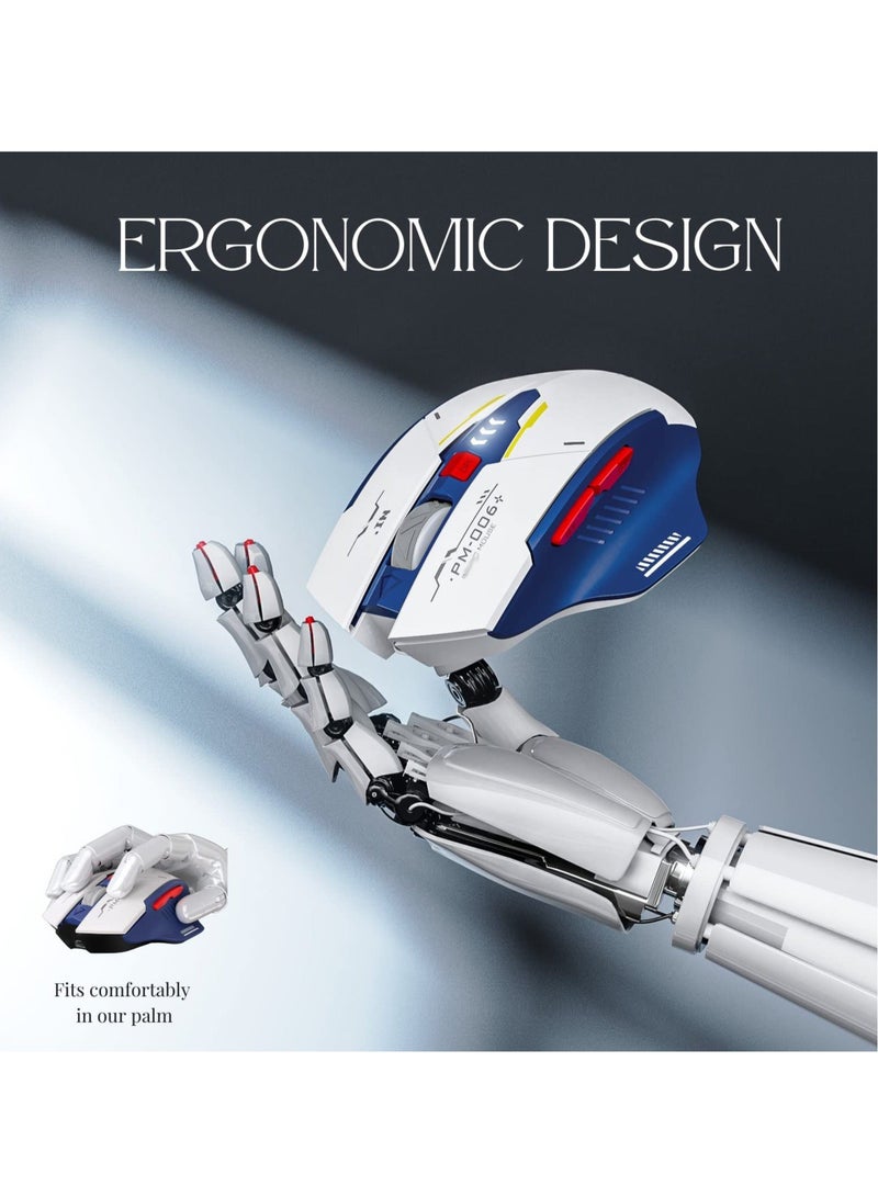 كابتن تيك , Wireless Silent Mouse, 2.4G USB Rechargeable Computer Mouse, Ergonomic Mecha Wireless Mice for Laptop PC Computer - Image 5