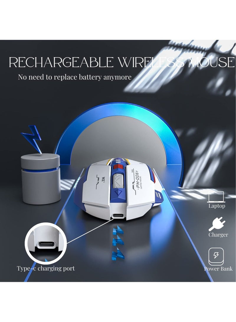 كابتن تيك , Wireless Silent Mouse, 2.4G USB Rechargeable Computer Mouse, Ergonomic Mecha Wireless Mice for Laptop PC Computer - Image 4