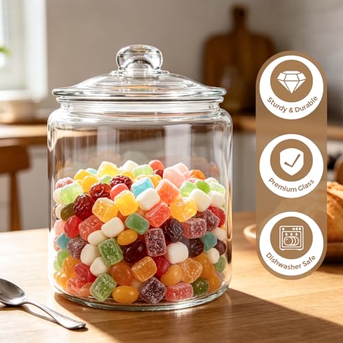 Masthome 1 Gallon Glass Jar with LidLarge Glass Cookie JarWide MouthDishwasher SafeLarge Clear JarStorage Containers with Lids For FlourNutsCookiesSnacks - Image 3