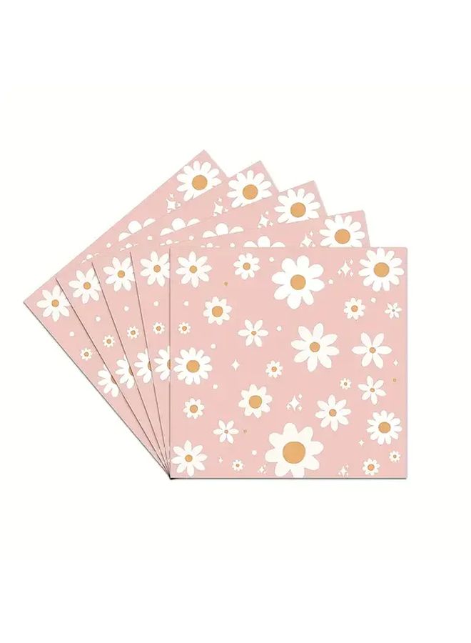 Bohemian Pink Daisy Paper Napkins 20pcs Vintage Party Decor For Weddings Birthdays - Image 5