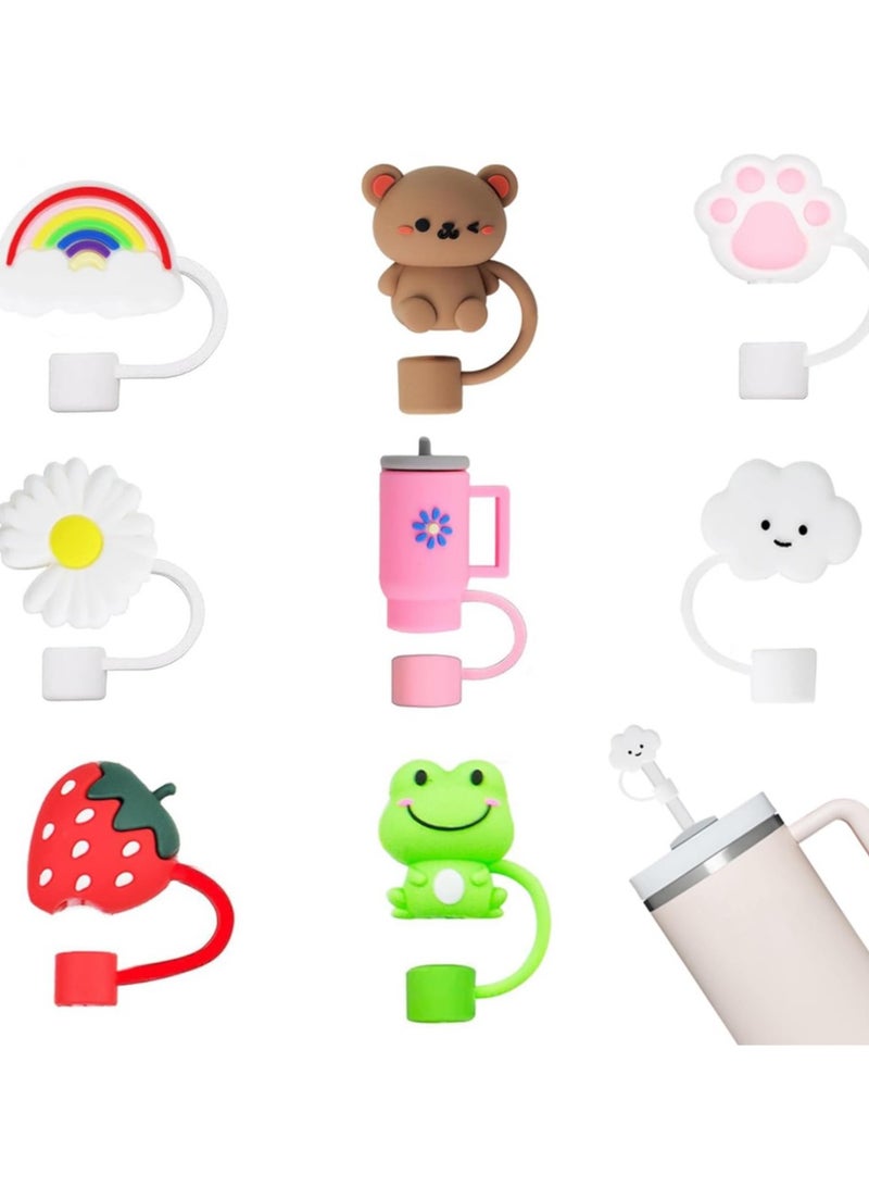 ريما Stanley Cup 8Pcs Reusable Silicone Straw Covers Topper Caps for 30oz Tumblers Lid Accessories Durable Everyday Use - Image 1