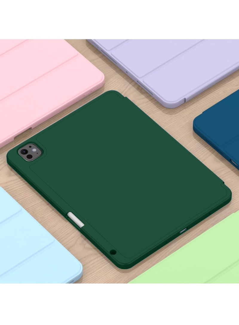 Wtech Apple iPad Pro 11 5G 2024 (5th Gen) 11 inch / Apple iPad Pro 11-inch (M5) 2025 Smart Flip Auto Awake/Auto Sleep Leather Texture with Pen Holder Case Cover - Dark Green - Image 5