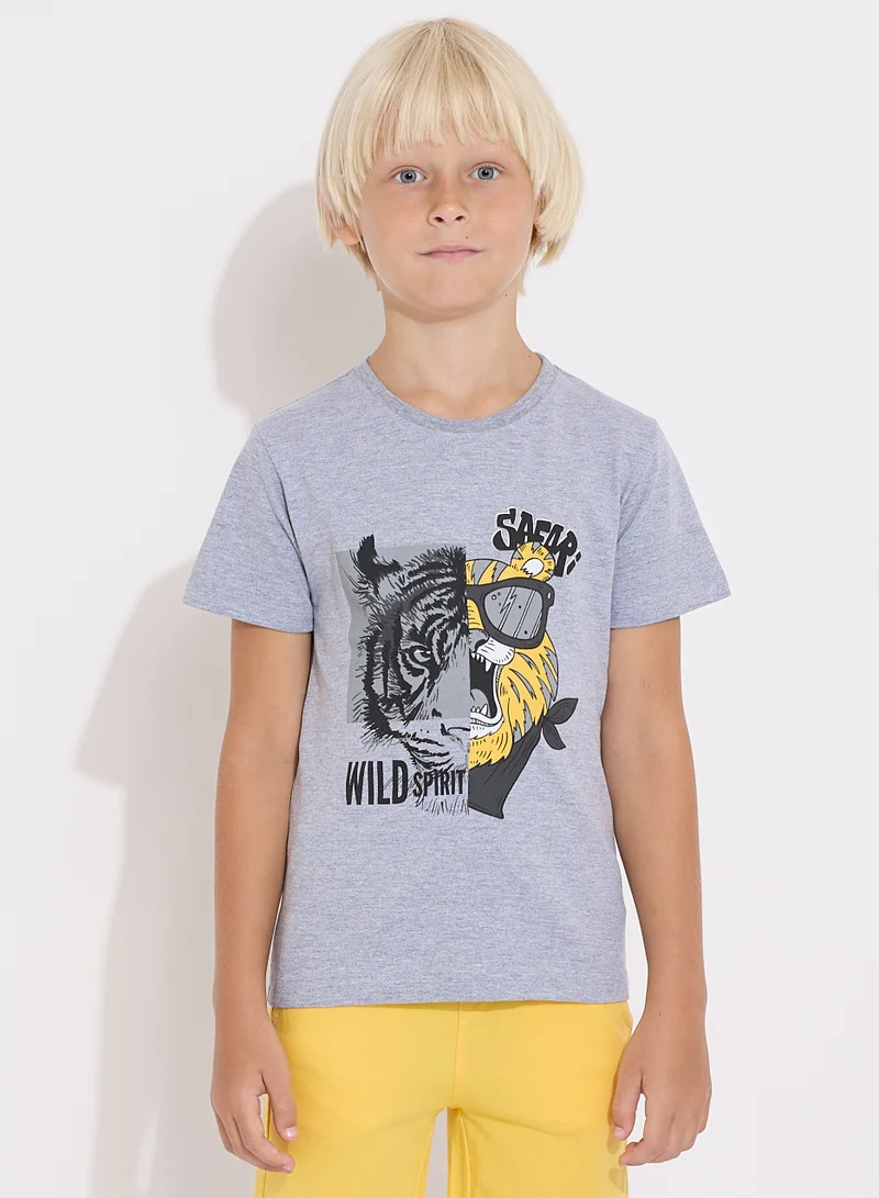 victor and jane Boys' Summer Outfit Set: 2-Piece T-Shirts & Shorts - Grey & Yellow (2-8 Years)