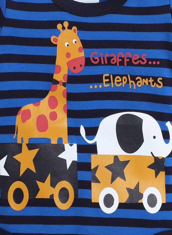 BUMZEE Blue Boys Half Sleeves Bodysuit Age - 6-9 Months (Peb8065D-blu) - Image 4