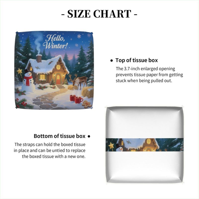 Winter Forest Cabin PU Leather Square Tissue Box Cover - Colorful Decorative Holder for Car, Bathroom, Bedroom & Desk - Image 5