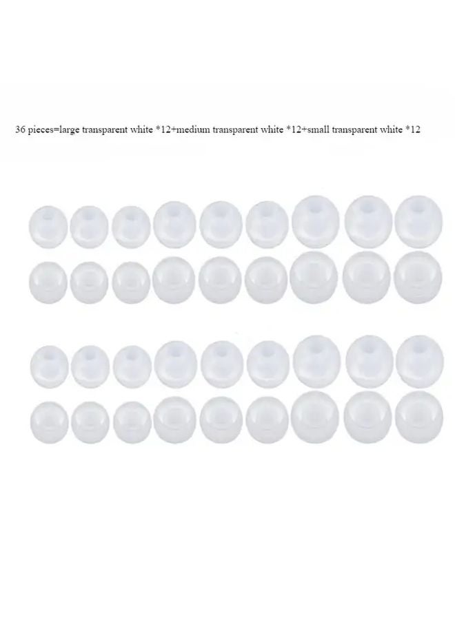 36pcs White Wireless Earphone Protective Cover Soft Gel Ear Tips Large Medium Small - Image 1