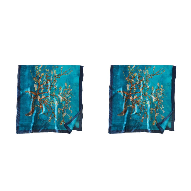 2 pcs Ethnic Style Printed Scarf Imitation Silk Scarf Imitation Silk Women Shawl - Image 1