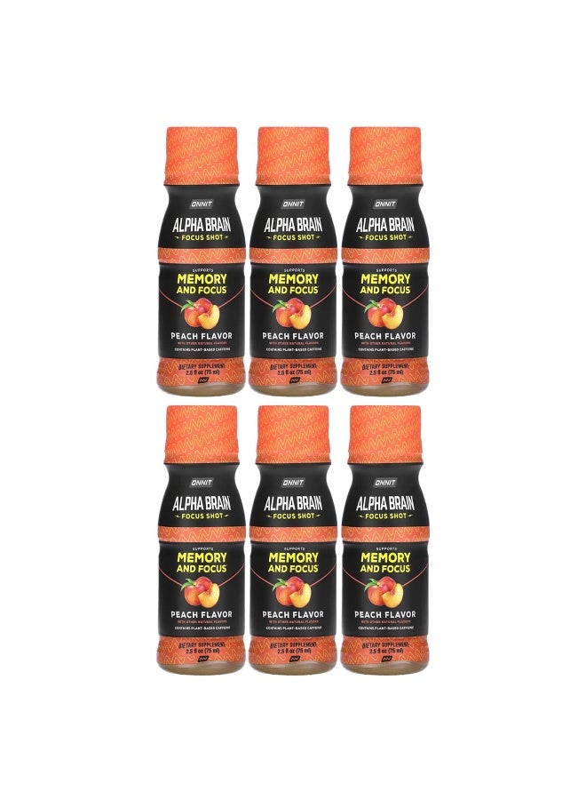 Onnit أونيت، ألفا برين فوكوس شوت، خوخ، 6 زجاجات، 2.5 أونصة سائلة (75 مل) لكل منها - Image 3