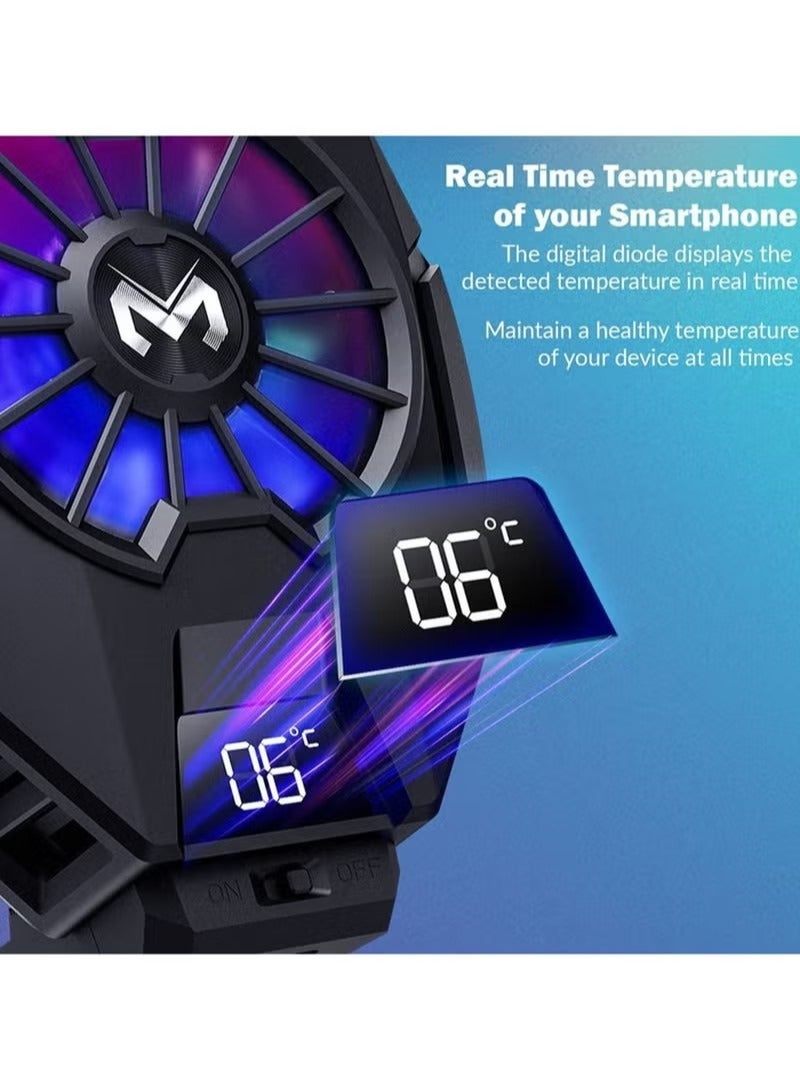 Mobile Phone Radiator Temperature Display Semiconductor Gaming Universal Cooler   Cooling Wired Radiator With Colourful Lights - Image 2