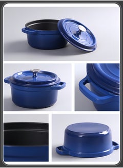 nihao 5.5QT Large Capacity Enameled Cast Iron Dutch Oven with Lid – Dual Handles – Oven Safe up to 500° F or on Stovetop – Use to Marinate, Cook, Bake, Refrigerate and Serve 26CM Diameter – Blue  - Image 3