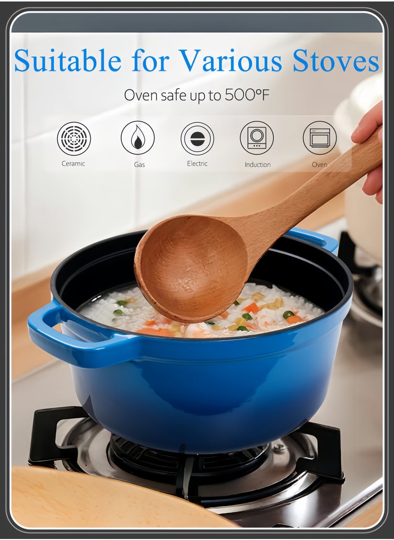 nihao - 5.5QT Large Capacity Enameled Cast Iron Dutch Oven with Lid – Dual Handles – Oven Safe up to 500° F or on Stovetop – Use to Marinate, Cook, Bake, Refrigerate and Serve 26CM Diameter – Blue - Image 1