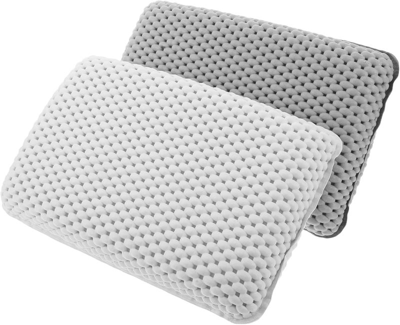 VOSAREA 2pcs Foam Bath Pillows with Suction Cups, Headrest and Neck Cushion for Bathtub, Non-Slip Relaxing Bath Accessory for Adults, White and Gray, Bathroom Relaxation Accessories - Image 1