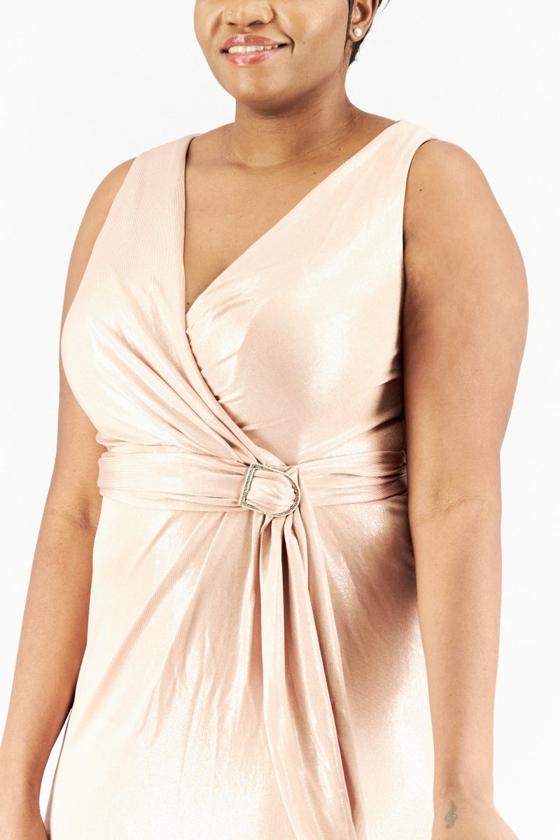 Lauren by Ralph Lauren Women Foiled Jersey Sleeveless Gown, Rose Gold - Image 2