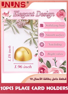 UNUNS 10 Pieces Place Card Holders,Table Number Cards Round Table Number Stands Modern Cursive Table Number 1-10 For Wedding Reception Anniversary Party Restaurant Events,Golden  - Image 5