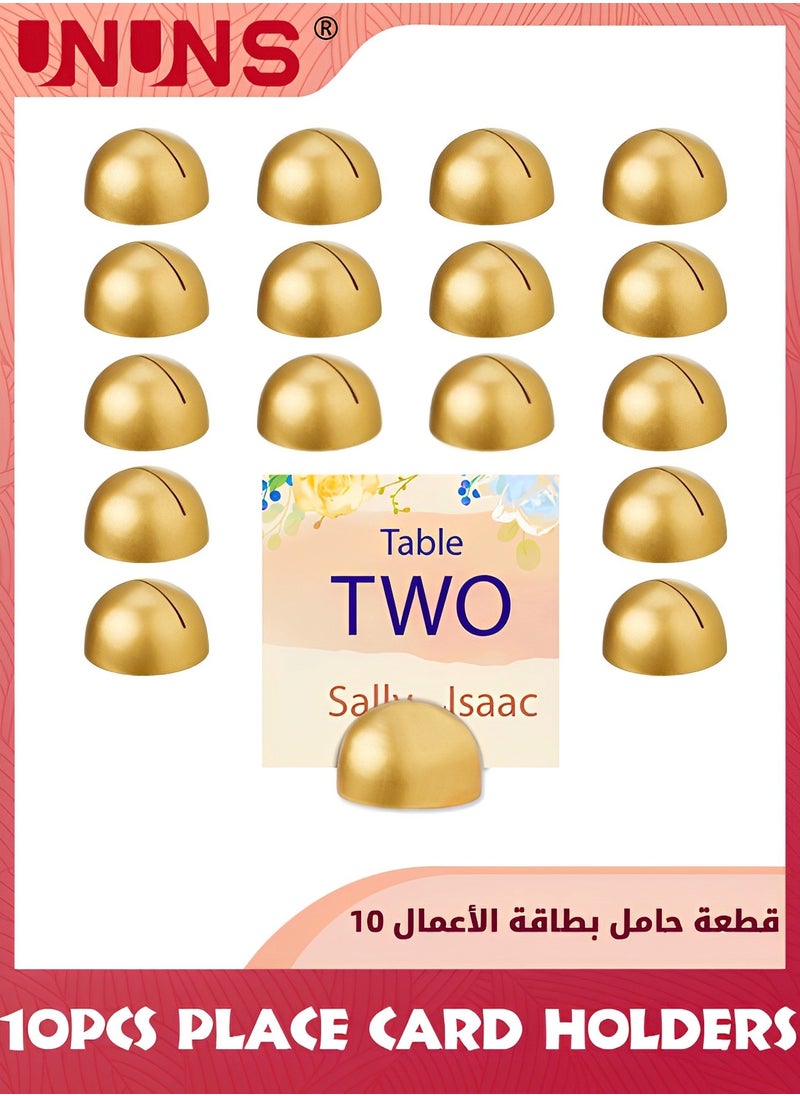 UNUNS - 10 Pieces Place Card Holders,Table Number Cards Round Table Number Stands Modern Cursive Table Number 1-10 For Wedding Reception Anniversary Party Restaurant Events,Golden - Image 1