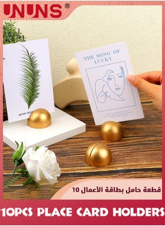 UNUNS 10 Pieces Place Card Holders,Table Number Cards Round Table Number Stands Modern Cursive Table Number 1-10 For Wedding Reception Anniversary Party Restaurant Events,Golden  - Image 4