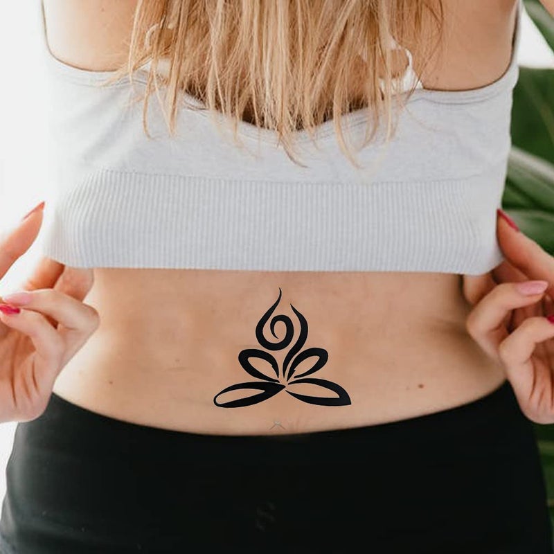 Comet Busters Beautiful Lotus Flower Black Temporary Body Tattoo Sticker (BT313) - Image 4