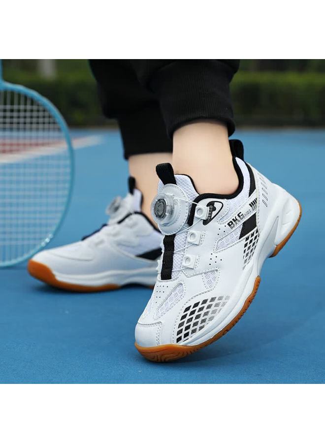 Bkg Kids Badminton Shoes Non-slip Sports Student Wear-resistant Dial Button Girls Shoes Zyx25508 White Black Size 38 - Image 5