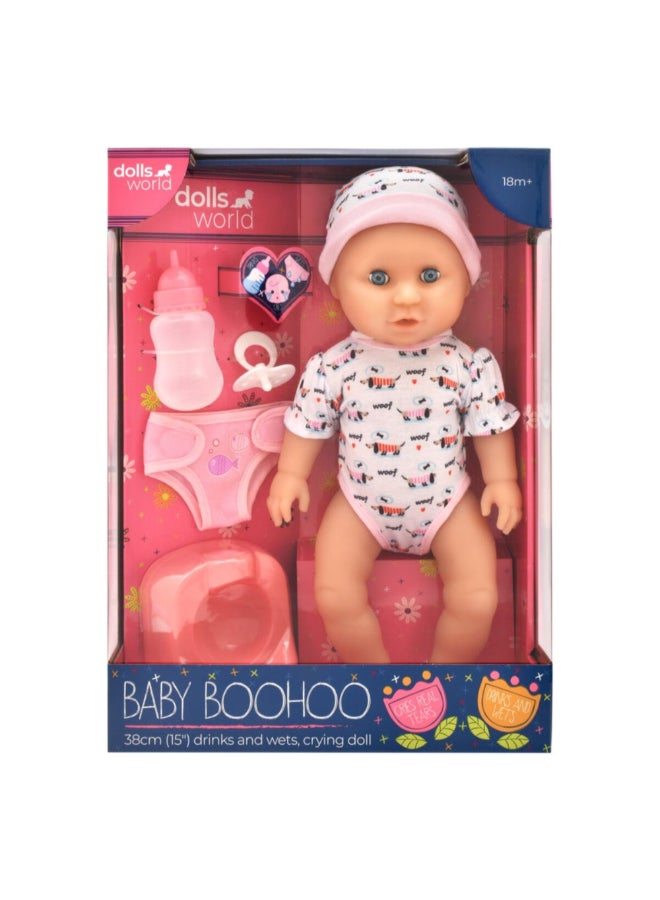 دولز وورلد بيبي بوووهوو دمية باكية تشرب وتبللل نفسها ألوان متعددة 38 سم PKN78404 - Image 2