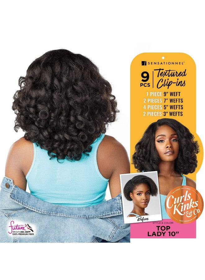 Sensationnel Clip In Top Lady 10 Inch Textured Clip In 9 Piece Pack Adds Volume Ck&Co Protective Style Curls Kinks & Co (1B) - Image 5