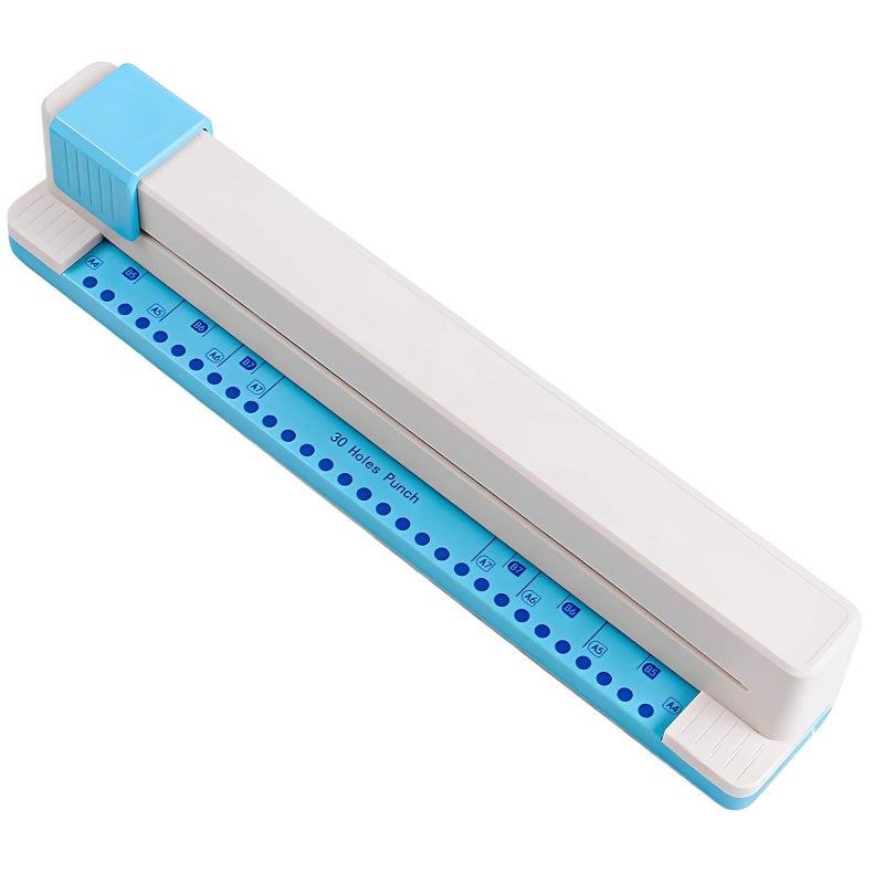 Hand Push Paper Punch 30 Holes for A4 A5 A6 B5 Paper White Blue 0.37 Inch Hole Diameter - Image 2