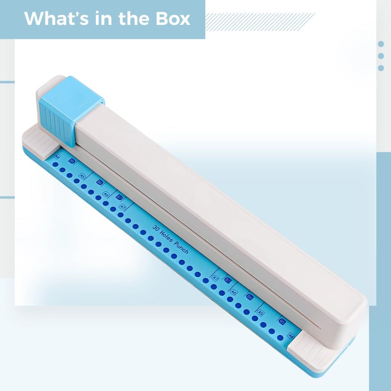 Hand Push Paper Punch 30 Holes for A4 A5 A6 B5 Paper White Blue 0.37 Inch Hole Diameter - Image 5