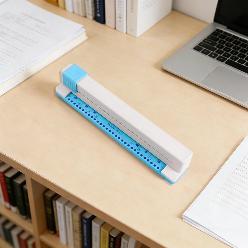 Hand Push Paper Punch 30 Holes for A4 A5 A6 B5 Paper White Blue 0.37 Inch Hole Diameter - Image 4