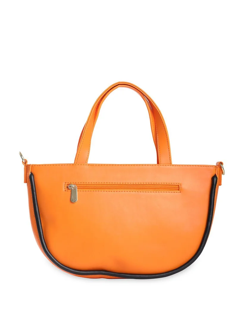 كابريس GRACIE SOLID ORANGE FAUX LEATHER MEDIUM SATCHEL