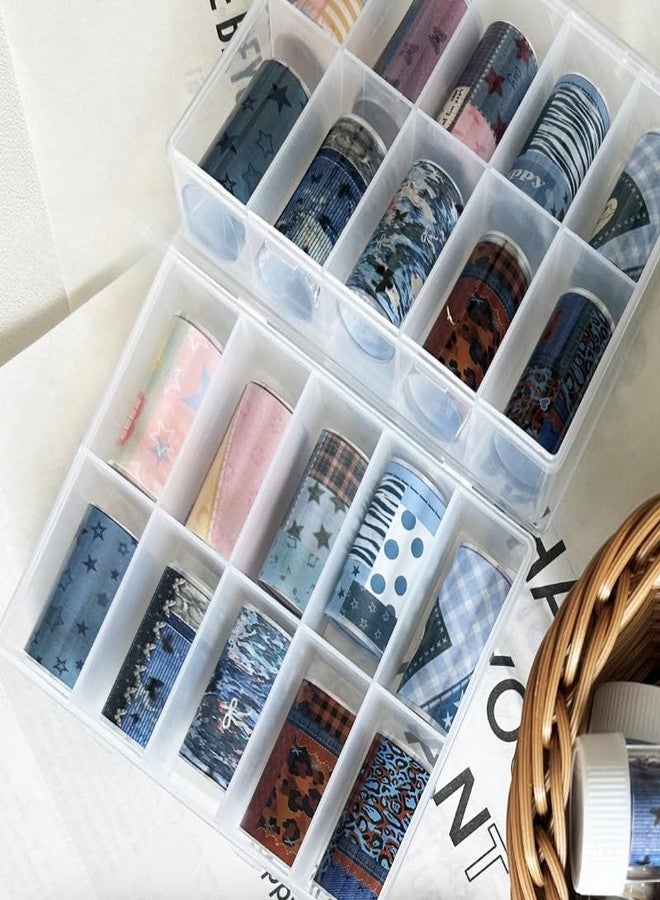 MIXNEX Pure Aesthetic Nail Art Stickers - Transfer Foil Decals & Press-On Nail Decor - DIY Manicure Accessories for Women & Girls - Soft Glam Wearable Nail Wraps (1, Gingham Denim Blue) - Image 5