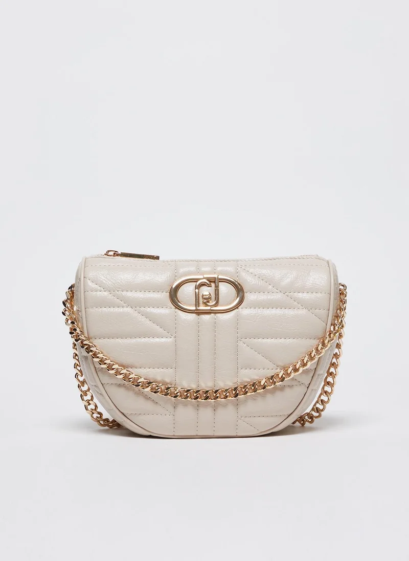 ليو جو Cream quilted clutch bag