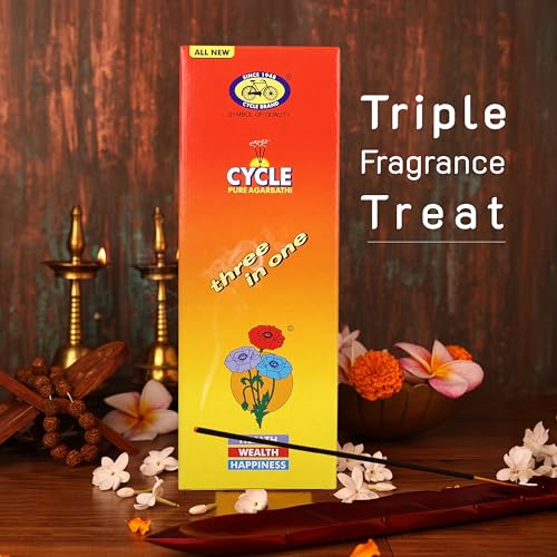 Cycle Pure Agarbatti Three in One Incense Sticks || Pack of 4 (250gm per Pack) || 3 Signature Fragrances Floral, Woody, Lily I Natural Fragrance for Puja, Meditation, Refreshing Ambience - Image 2