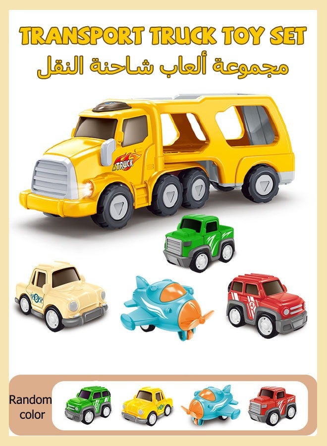 Toy Truck Car,5-In-1 Transport Truck Toy Set,Construction Truck Toddler Toys Car, Push And Go Car Toy For Boys And Girls Aged 18 Months And Up, An Airplane, A Car, An Off-Road Vehicle, A Pickup Truck,Birthday Gifts - Image 1