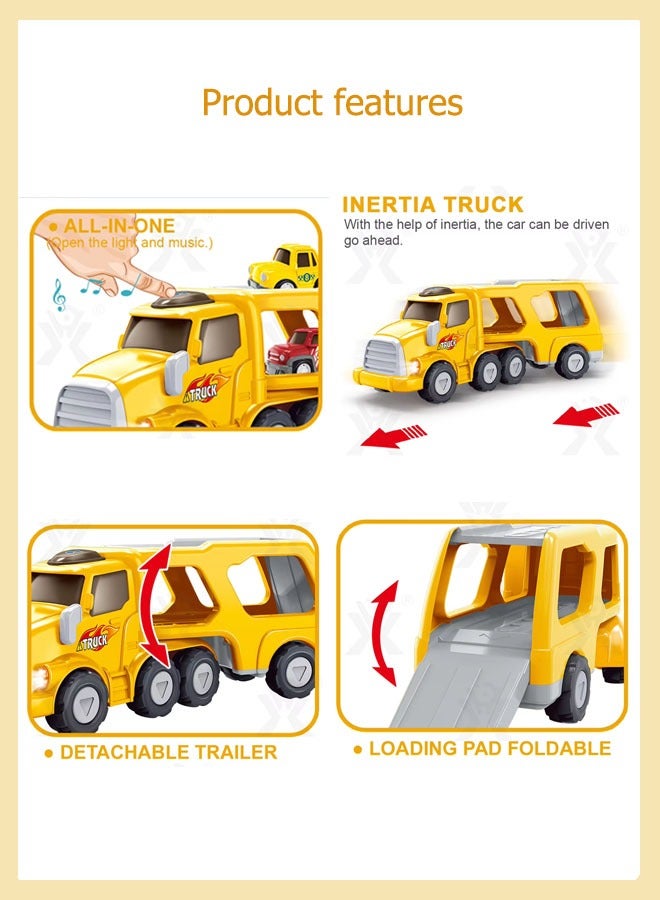 Toy Truck Car,5-In-1 Transport Truck Toy Set,Construction Truck Toddler Toys Car, Push And Go Car Toy For Boys And Girls Aged 18 Months And Up, An Airplane, A Car, An Off-Road Vehicle, A Pickup Truck,Birthday Gifts - Image 3