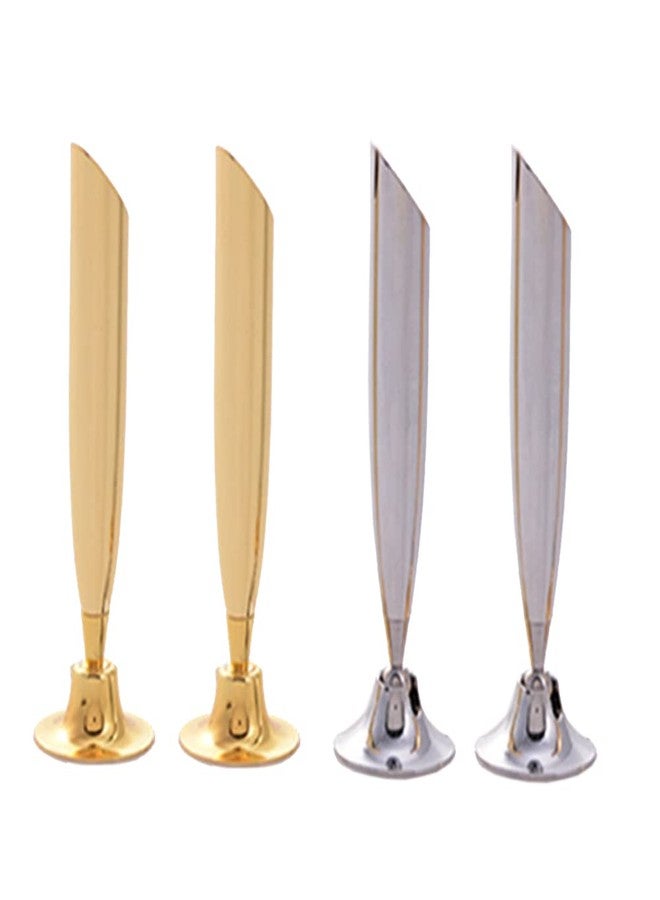 Luzen 4Pcs Desktop Pen Holder - Metal Swivel Stand with Single Pen Display, Gold and Silver - Home Office Use - Image 1