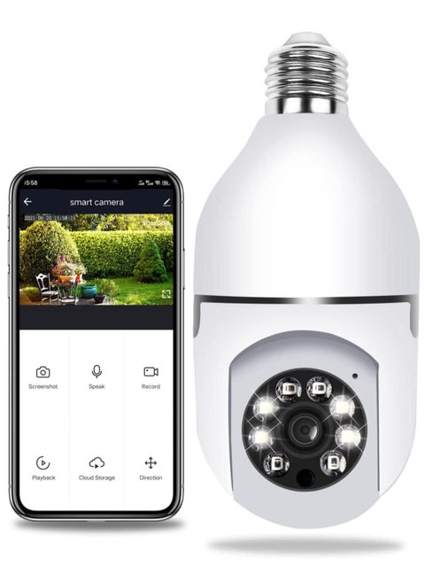 360 Degree Security Cameras Wireless Outdoor, 2.4GHz & 5G WiFi Light Bulb Camera, 1080p Wireless Cameras for Home Security, Indoor Security Camera System, Motion Detection, Two-Way Audio