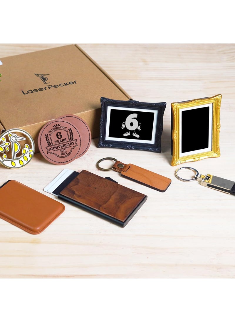LaserPecker LaserPecker Essentials Material Kit Laser Material Kit 7 Kinds of Laser Engraving Materials and Custom Stainless Steel Logo Refrigerator Magnet  13 Pieces  - Image 2