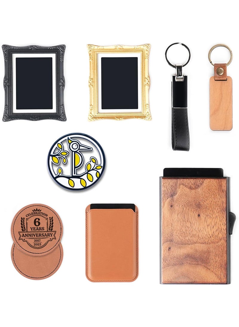LaserPecker LaserPecker Essentials Material Kit Laser Material Kit 7 Kinds of Laser Engraving Materials and Custom Stainless Steel Logo Refrigerator Magnet  13 Pieces  - Image 1