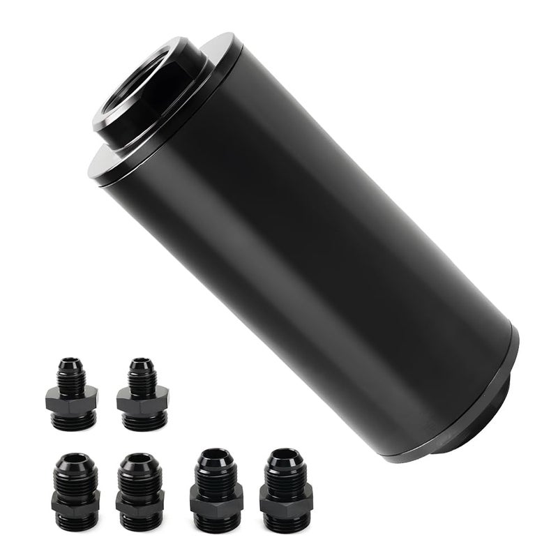 فلتر وقود بارتو العالمي 50 مم 100 ميكرون مع محول 6AN 8AN 10AN لتصفية البنزين والديزل E85 أسود