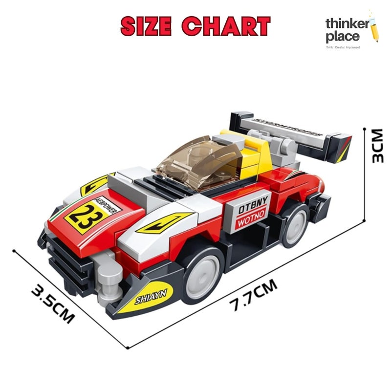 ThinkerPlace سيارة سباق سوبر 8 في 1 من ثينكر بليس نجمة حمراء (98 قطعة) | تعلم عن السرعة | مجموعة كتل بناء للأطفال من عمر 6 سنوات فما فوق | لعبة تعليمية STEM | بناء، جمع وابتكار روبوت ضخم | لعبة علمية وتعليمية - Image 5