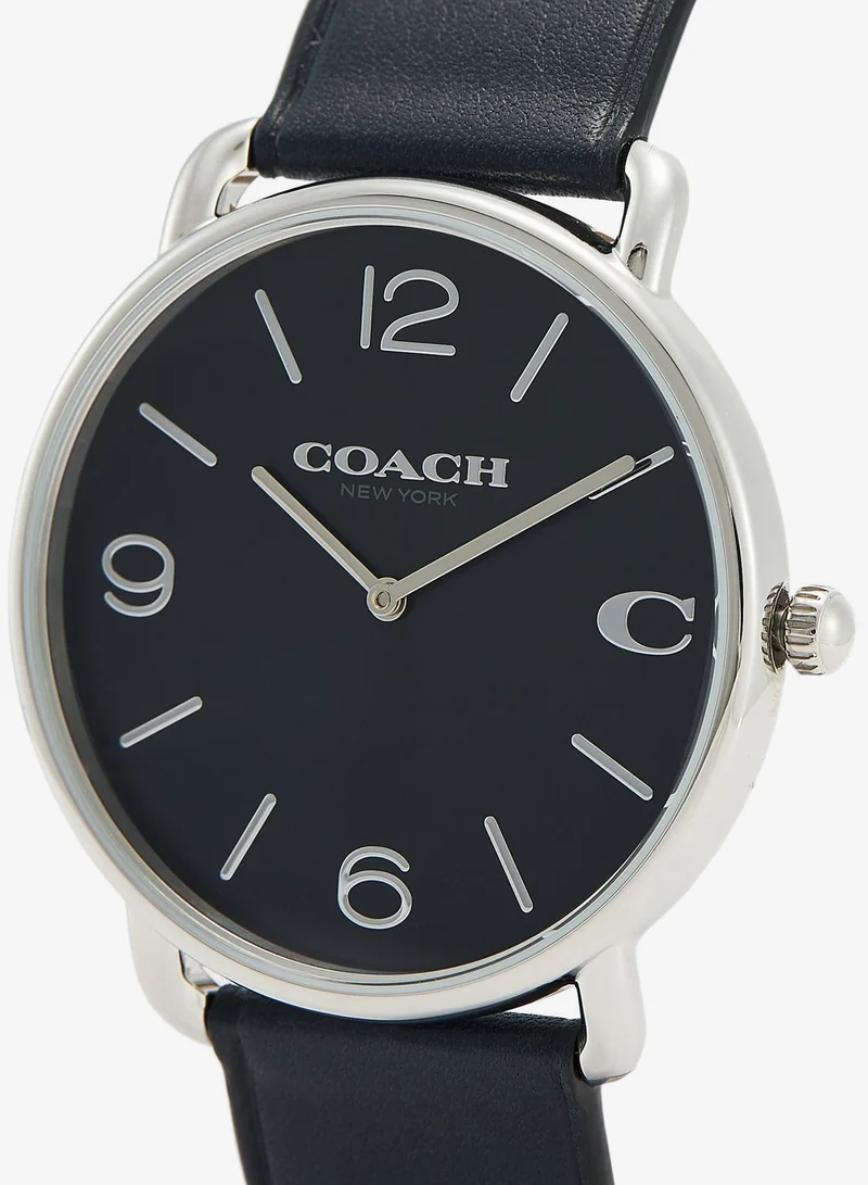 COACH 2-Hand Elliot Collection Quartz Movement Watch For Men With Navy Blue Leather Strap - 14602649