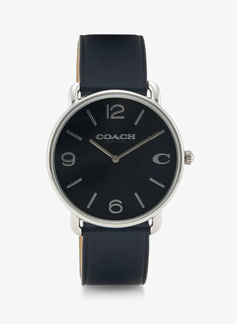 COACH 2-Hand Elliot Collection Quartz Movement Watch For Men With Navy Blue Leather Strap - 14602649