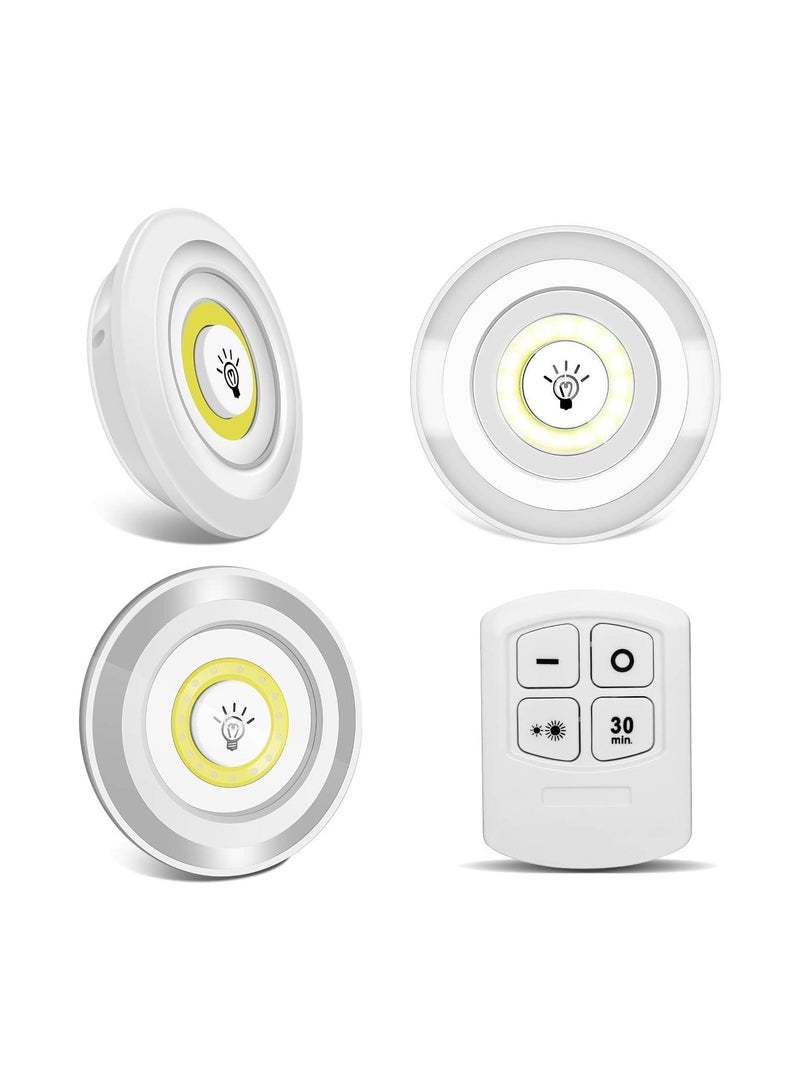 لمبات صغيرة قابلة للتعتيم ، لمبة LED للتثبيت تحت الدولاب وفي أي مكان تعمل بالبطارية على الحائط والدولاب مع ريموت كنترول لغرفة النوم والمطبخ مجموعة من 3 قطع... - Image 1
