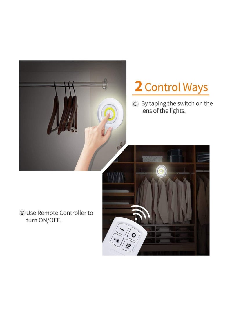 لمبات صغيرة قابلة للتعتيم ، لمبة LED للتثبيت تحت الدولاب وفي أي مكان تعمل بالبطارية على الحائط والدولاب مع ريموت كنترول لغرفة النوم والمطبخ مجموعة من 3 قطع... - Image 5