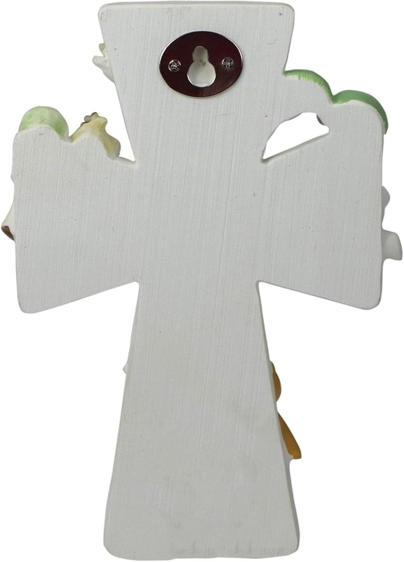 Roman God Created Everything 7 Inch Resin Stone Decorative Hanging Wall Cross for Nursery - Image 5