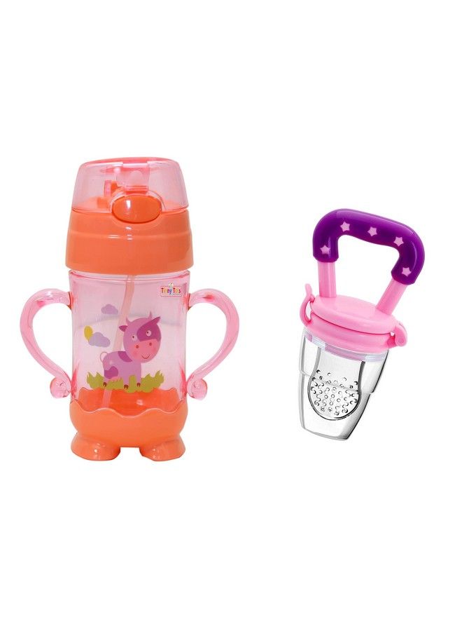 Tinny Tots Baby Unbreakable Sipper Feeding Bottle Cup;Mug Learning Sippy Bpa Free 300 Ml With Baby Fresh Fruit Vegetable Silicone Baby Food Soother Feeder Nibbler Teether (Design 206) - Image 2